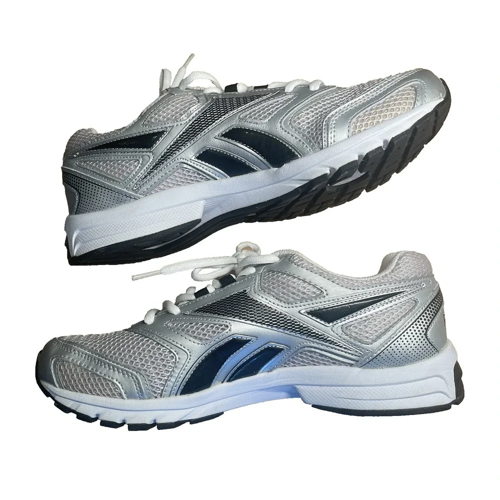 Reebok Pheehan Mens 10 4E X-WIDE Running Shoes Sneakers Silver White Black *READ